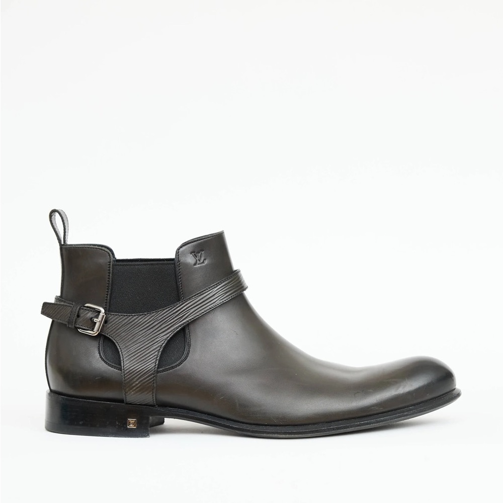 Louis Vuitton Black Leather Greenwich Ankle Boots Size 12